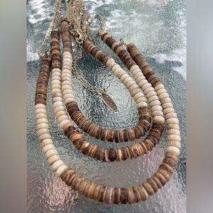Plunder Bohemian Brown and Cream Multi-Strand Necklace